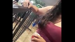 Depois da festa jovem é flagrada na rua ele não conseguiu aguentar nem 5 minutos quando ela abriu as pernas na rua